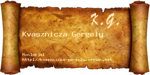 Kvasznicza Gergely névjegykártya